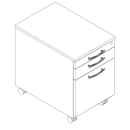 Caisson 1 DS et 1 tiroir + tirette - KRT12 - MDD 2