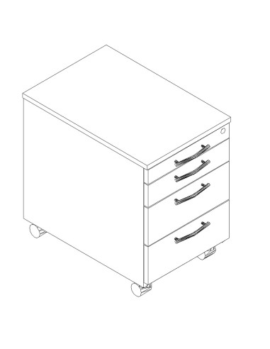 Caisson 3 tiroirs + tirette - KRT13 - MDD