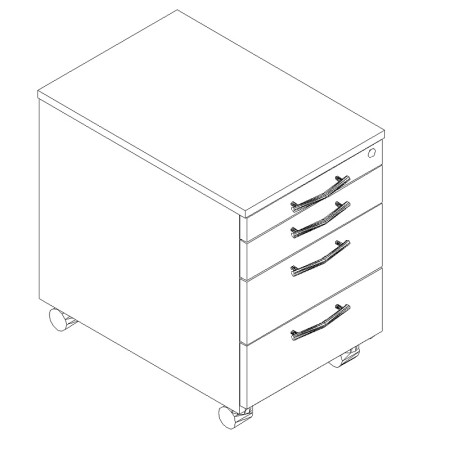Caisson 3 tiroirs + tirette - KRT13 - MDD
