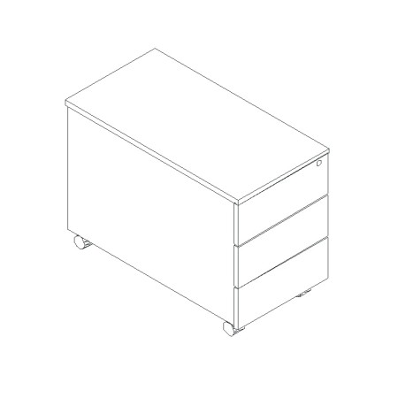 Caisson sur roulettes - tiroirs - SLD130 - MDD - prof. 80cm 2