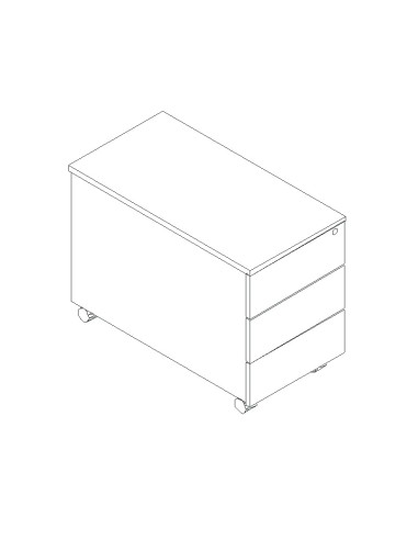 Caisson sur roulettes - tiroirs - SLD130 - MDD - prof. 80cm