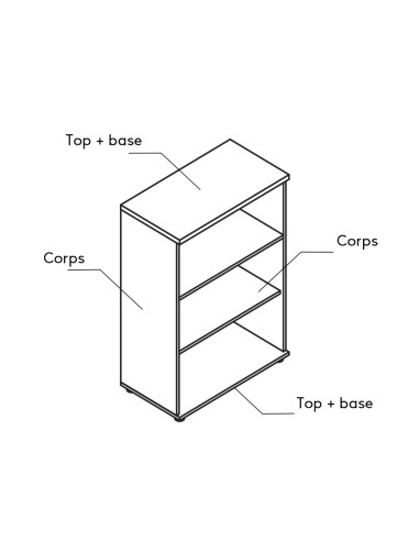 Etagère ouveret - A1L02 - à superposer avec un caisson de bureau