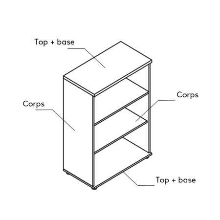 Etagère ouveret - A1L02 - à superposer avec un caisson de bureau