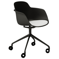Chaise pivotante à roulettes avec assise tissu – Sicla