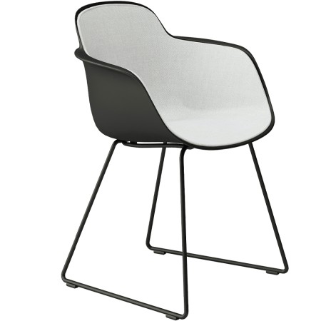 Chaise coque tapissée intérieur avec pieds traîneau – Sicla 2