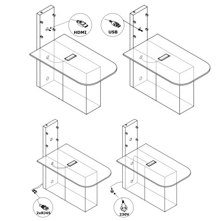 Station multimedia L. 195 x P. 110 x H. 200cm - MDD - MS01