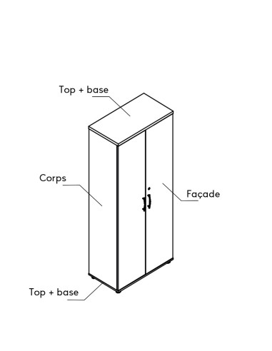Rangement bout de bureau double face - L. 80,1 x H. 112,9 x P. 74cm