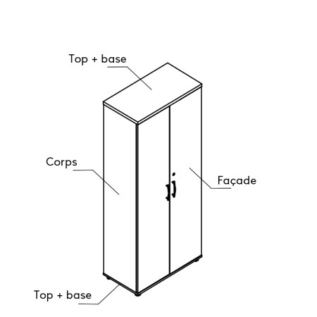 Rangement bout de bureau double face - L. 80,1 x H. 112,9 x P. 74cm