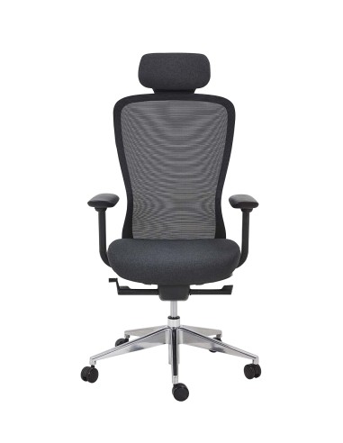 Chaise de bureau ergonomique référence 7770 noire avec têtière, accoudoirs réglables