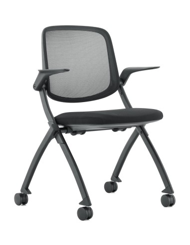 Chaise de conférence avec assise et accoudoirs rabattabe et avec roulettes - Visi - Sitek - 3930