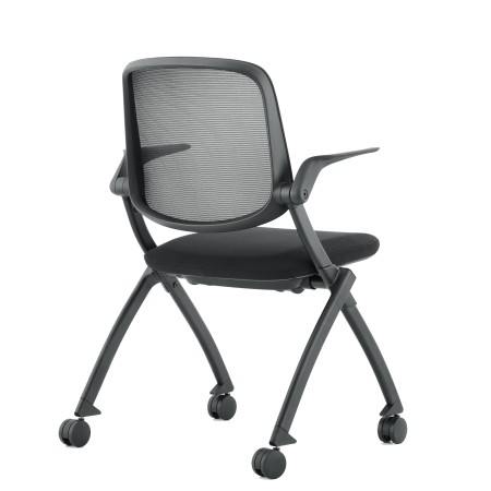 Chaise de conférence avec assise et accoudoirs rabattabe et avec roulettes - Visi - Sitek - 3930