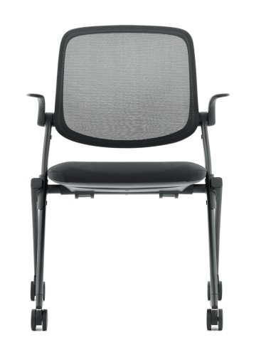 Chaise de conférence avec assise et accoudoirs rabattabe et avec roulettes - Visi - Sitek - 3930