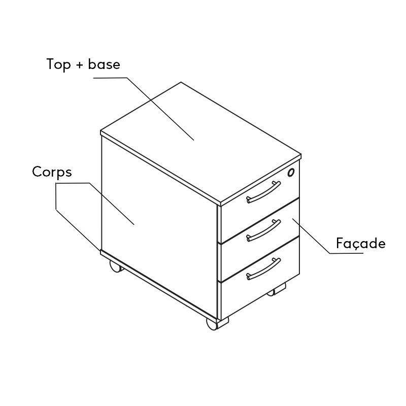 Caisson hauteur bureau maxi rangement - MDD Caissons MDD