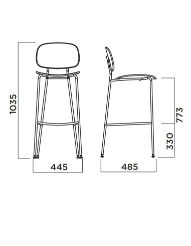 Chaise de bar Tondina Pop – Alliance du confort textile et d’un piètement robuste pour un usage quotidien