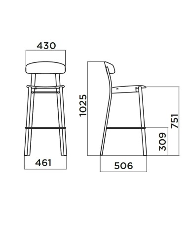 Feluca Pop – Tabouret en métal et plastique, parfait pour les bars et îlots au style moderne