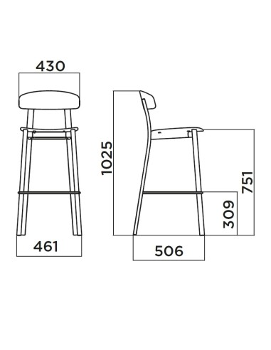 Chaise Feluca haute – Design robuste et élégant, parfaite pour un comptoir ou un bar