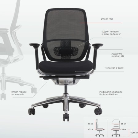 Chaise de bureau avec ou sans têtière - Yoko - 7240 - Sitek 2