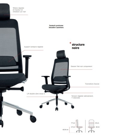 Explication pour la chaise de bureau avec têtière réglable -  Fairfax - 7392 - Sitek