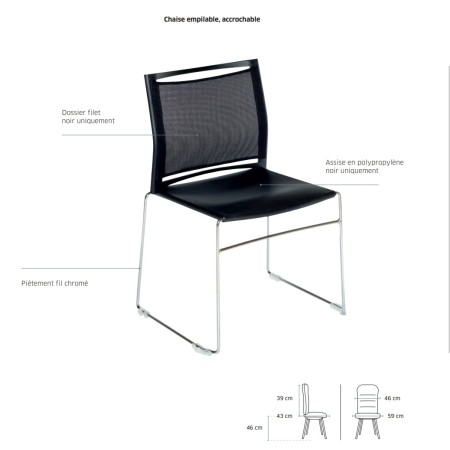 Explication de la chaise de réunion design empilable -  Jill Filet - 3683