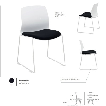 Descriptif de la chaise de réunion empilable pas cher - 3696 - Sitek - Irina