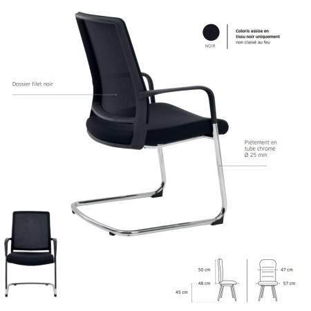 Chaise conférence luge noir confortable - 4560 - Edwin 2