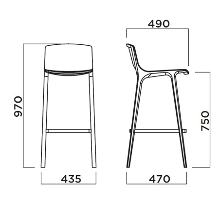 Dimensions Tabouret de bar Seame en bois 