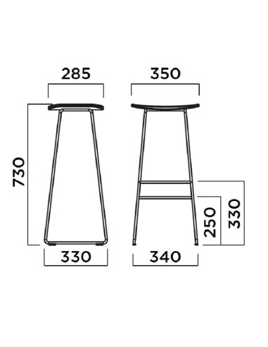 Dimensions tabouret haut assise en bois - Klejn