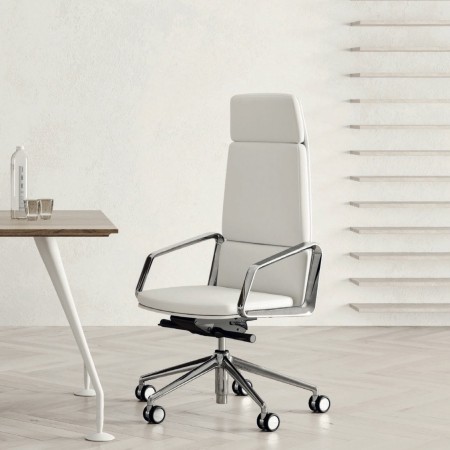 Fauteuil de direction en cuir blanc - Lead - Las Mobili - 141 085