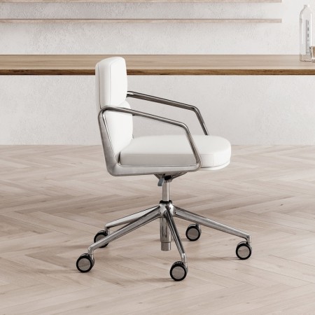 Siège de réunion en cuir naturelle sur roulettes - Lead - Las Mobili - 141 088