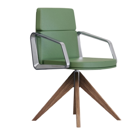 Chaise de réuion en cuir avec piétement en bois - Lead - 141 090 - Las Mobili