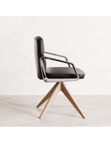 Chaise de réuion en cuir avec piétement en bois - Lead - 141 090 - Las Mobili