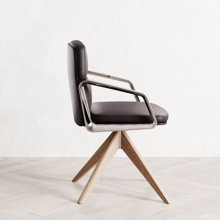 Chaise de réuion en cuir avec piétement en bois - Lead - 141 090 - Las Mobili