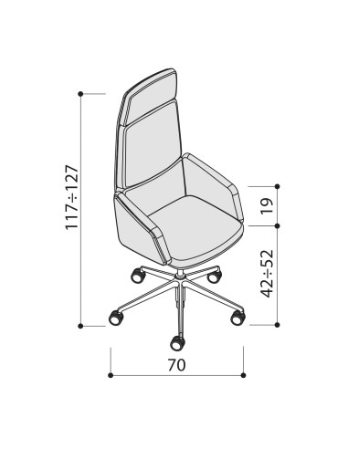 Dimensions du fauteuil de direction très confortable en cuir - Lead - Las Mobili - 141 091
