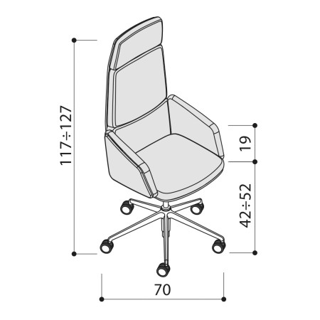 Dimensions du fauteuil de direction très confortable en cuir - Lead - Las Mobili - 141 091