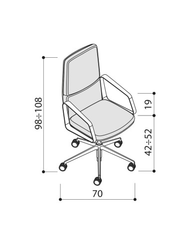 Dimensions - Fauteuil en cuir de direction design - dossier moyen - Lead - Las Mobili