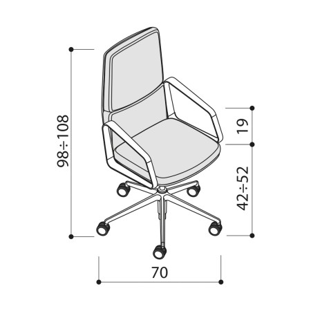 Dimensions - Fauteuil en cuir de direction design - dossier moyen - Lead - Las Mobili