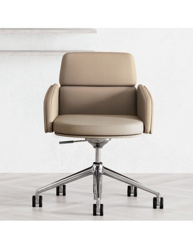 Chaise de réunion sur roulettes en cuir premium - Lead - 141 094 - Las Mobili