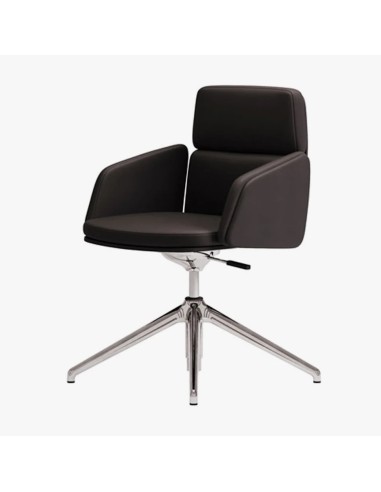 Chaise de conférence en cuir et piétement brillant - Lead - Las Mobili - 141 095