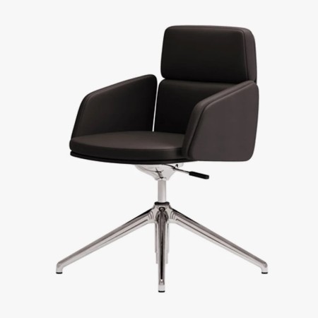 Chaise de conférence en cuir et piétement brillant - Lead - Las Mobili - 141 095