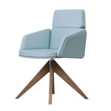 Chaise de réuion en cuir et avec piétement en bois massif - Lead - 141 096