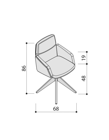 Dimensions - Chaise de réuion en cuir et avec piétement en bois massif - Lead - 141 096
