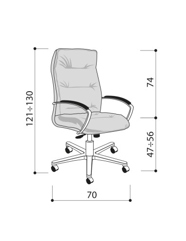 Dimensions - Chaise de direction grand confort en cuir véritable - Formen - 145 474