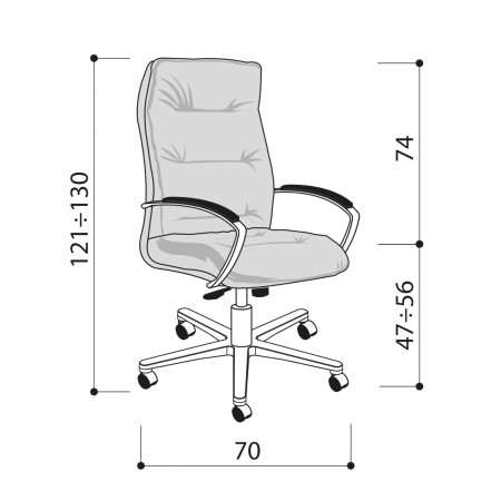 Dimensions - Chaise de direction grand confort en cuir véritable - Formen - 145 474