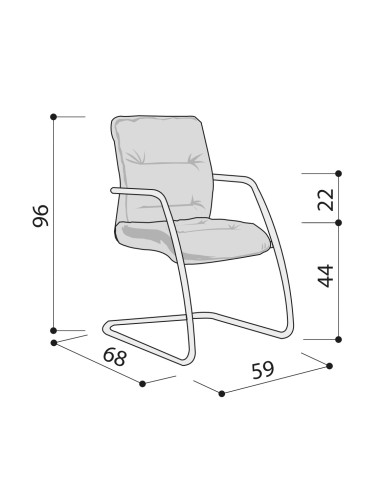 Dimensions - Siège de réunion piétement luge en cuir confortable - Formen - Las Mobili