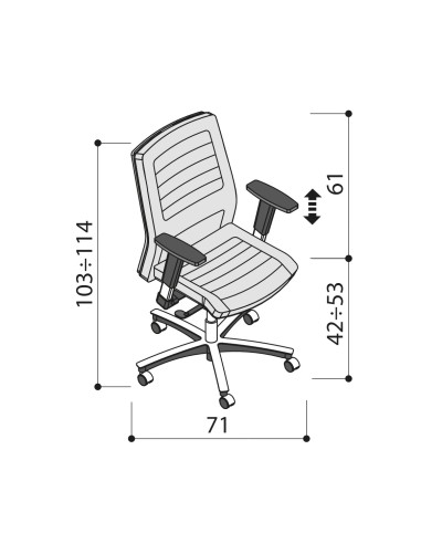 Dimensions - Siège de direction en cuir classe avec accoudoirs réglables - Neochair - Las Mobili