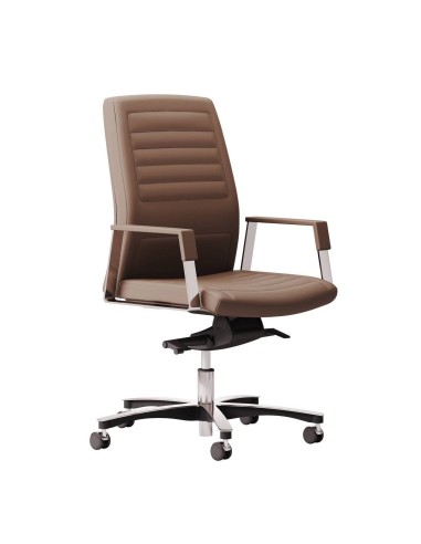 Chaise en cuir avec des surpiqures et avec des accoudoirs design - Neochair - Las Mobili