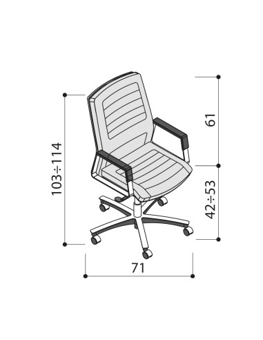 Dimensions - Chaise de réunion en cuir avec surpiqures et accoudoirs design - Neochair