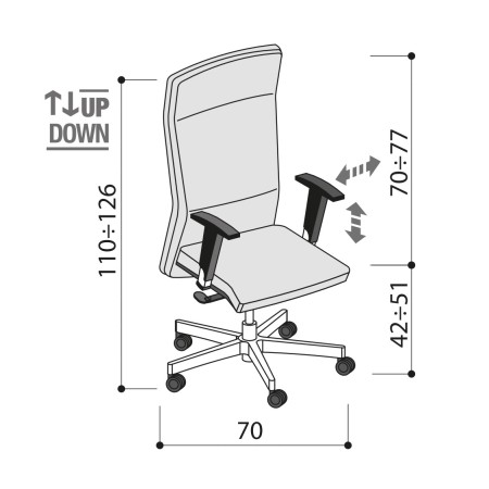 Fauteuil de direction haut dossier en cuir et accoudoirs réglables - Athena - Las Mobili 2