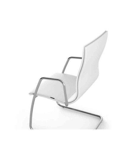 Chaise de conférence piétement luge en cuir design - Athena - Las Mobili