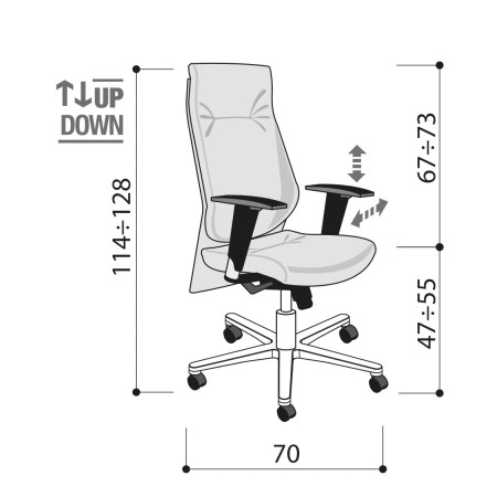 Chaise de direction design en cuir de qualité et accoudoirs réglables - Galassia - Las Mobili 2